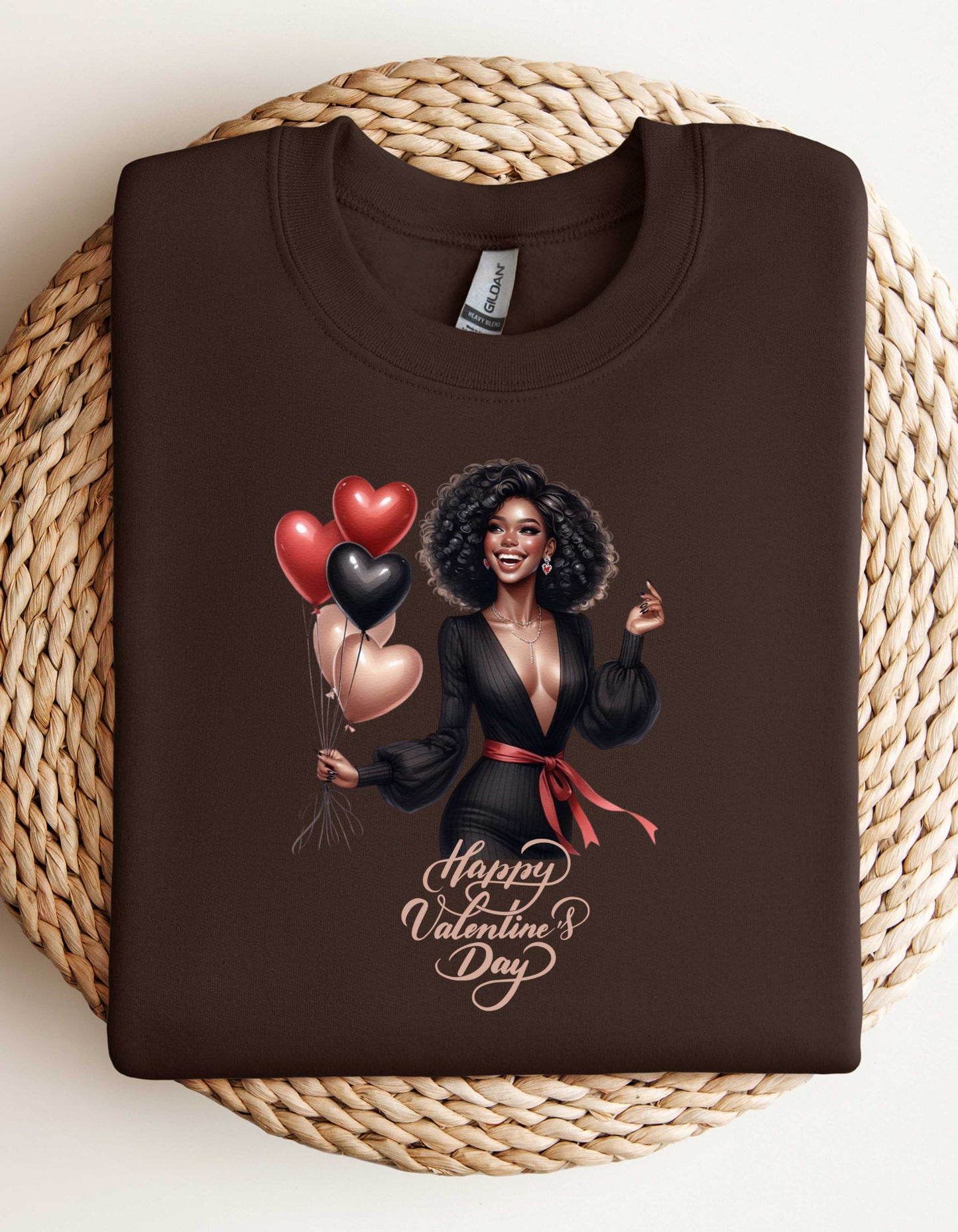 Afro-American Valentine's Day Sweatshirt & T-shirt-Perfect for Black Women V-day Shirt for Bestie Galentine Day Gift