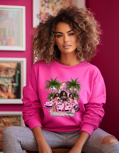 Malibu Pink Baby Doll Theme T-shirt for Women's Birthday Girl Sweatshirt-Perfect for Barb Themed Bachelorette Party Tee