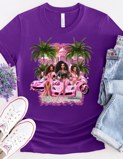 Malibu Pink Baby Doll Theme T-shirt for Women's Birthday Girl Sweatshirt-Perfect for Barb Themed Bachelorette Party Tee