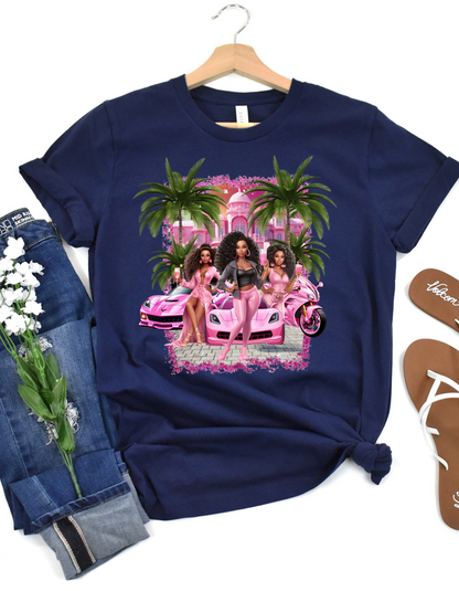 Malibu Pink Baby Doll Theme T-shirt for Women's Birthday Girl Sweatshirt-Perfect for Barb Themed Bachelorette Party Tee