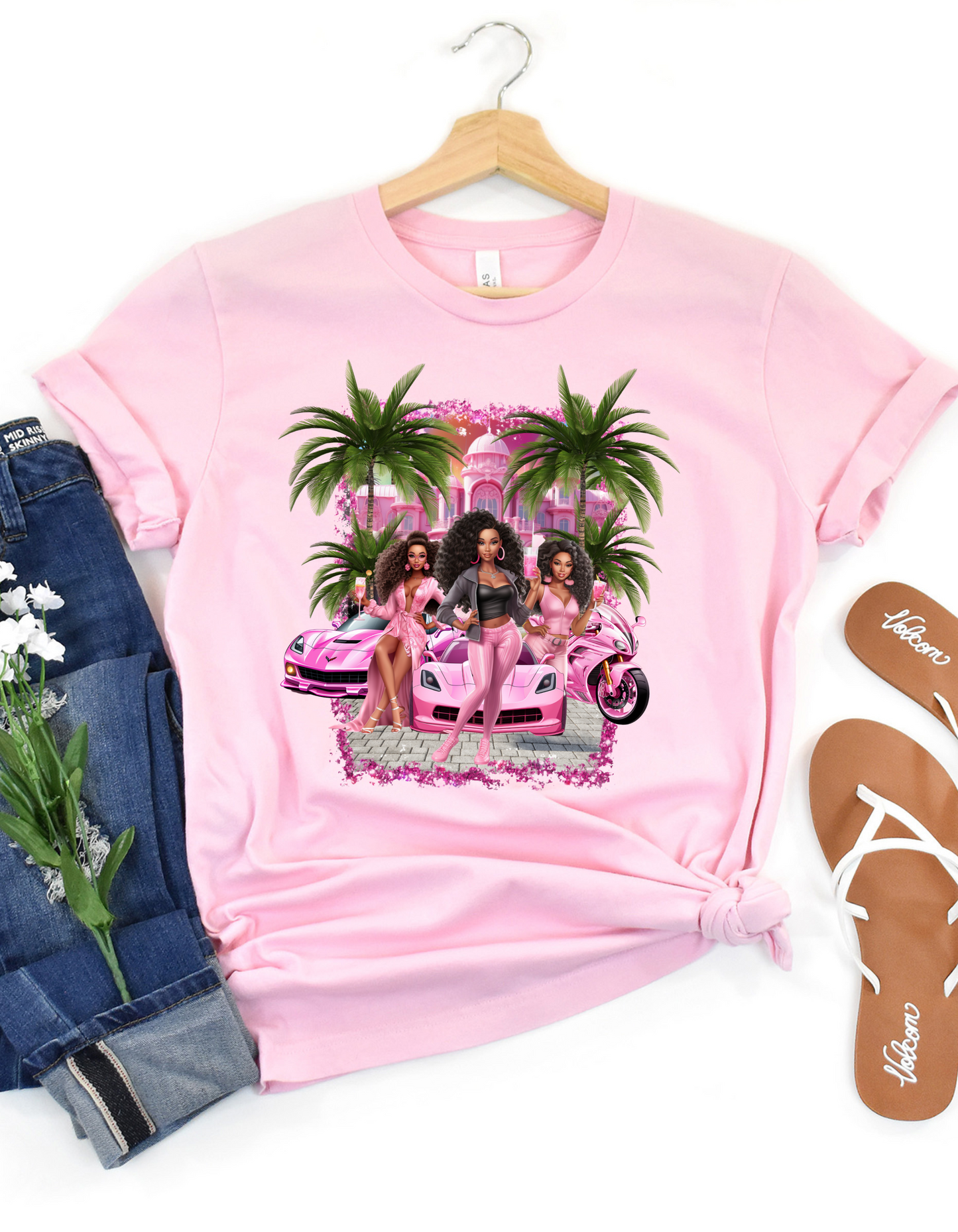 Malibu Pink Baby Doll Theme T-shirt for Women's Birthday Girl Sweatshirt-Perfect for Barb Themed Bachelorette Party Tee