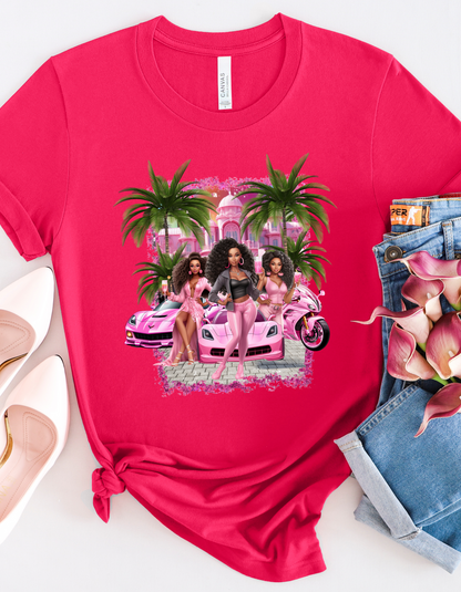 Malibu Pink Baby Doll Theme T-shirt for Women's Birthday Girl Sweatshirt-Perfect for Barb Themed Bachelorette Party Tee