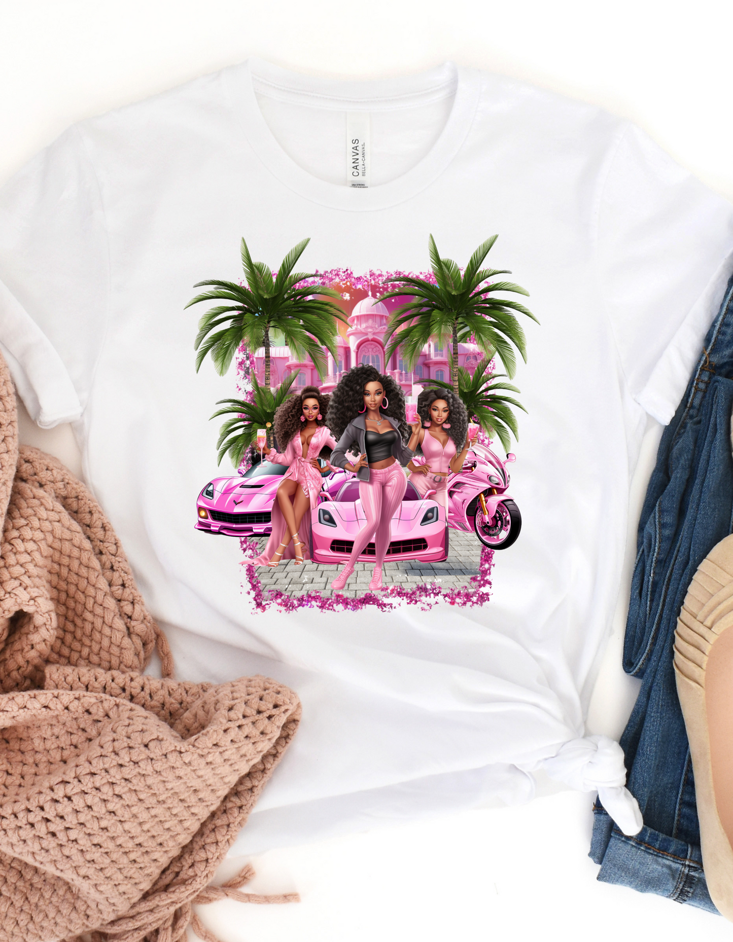 Malibu Pink Baby Doll Theme T-shirt for Women's Birthday Girl Sweatshirt-Perfect for Barb Themed Bachelorette Party Tee