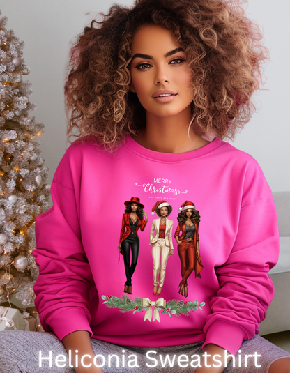 Afro-American Christmas Sweatshirt for Women-Perfect Gift for Mompreneur Holiday Sweater for Boss Chicks Merry X-mas T-shirt
