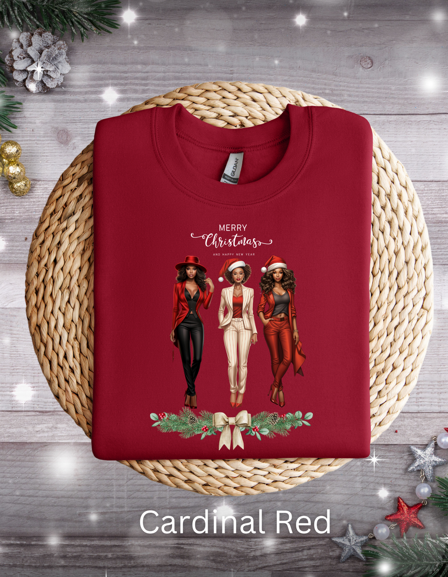 Afro-American Christmas Sweatshirt for Women-Perfect Gift for Mompreneur Holiday Sweater for Boss Chicks Merry X-mas T-shirt