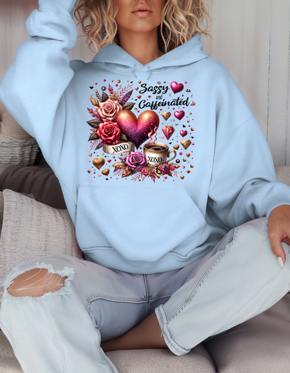 Sassy & Caffeinated Valentine Sweatshirt and Hoodie for Women XOXO V-day Sweater