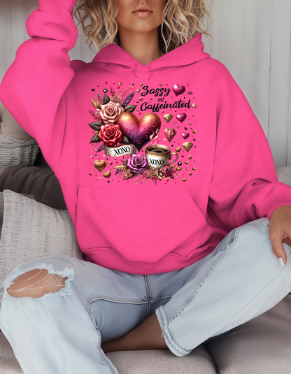 Sassy & Caffeinated Valentine Sweatshirt and Hoodie for Women XOXO V-day Sweater