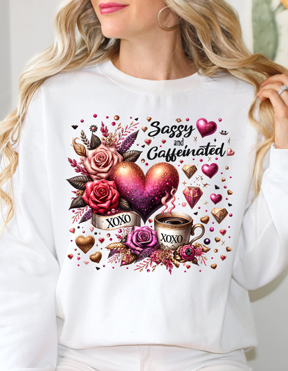 Sassy & Caffeinated Valentine Sweatshirt and Hoodie for Women XOXO V-day Sweater