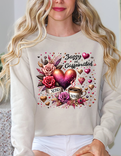 Sassy & Caffeinated Valentine Sweatshirt and Hoodie for Women XOXO V-day Sweater