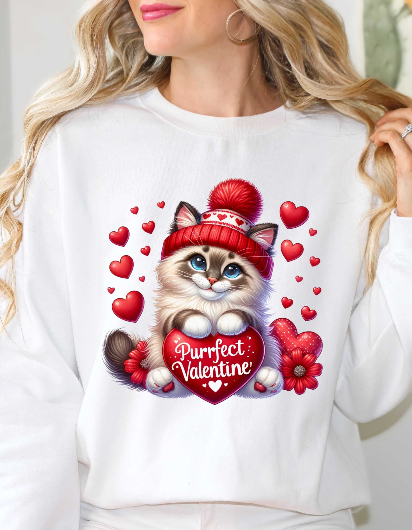 Cat Lovers Valentine Hoodie & Sweatshirt-Perfect V-day Gift for Kitty Mom