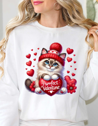 Cat Lovers Valentine Hoodie & Sweatshirt-Perfect V-day Gift for Kitty Mom