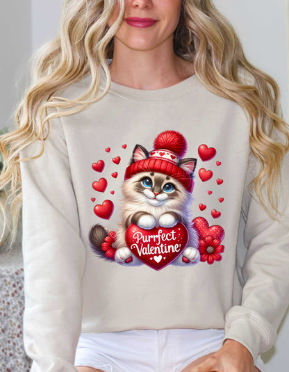 Cat Lovers Valentine Hoodie & Sweatshirt-Perfect V-day Gift for Kitty Mom