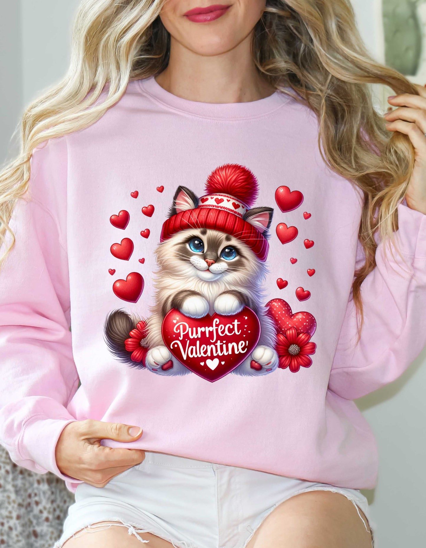 Cat Lovers Valentine Hoodie & Sweatshirt-Perfect V-day Gift for Kitty Mom