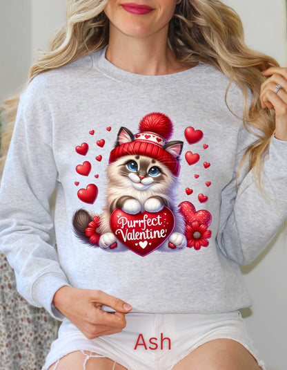 Cat Lovers Valentine Hoodie & Sweatshirt-Perfect V-day Gift for Kitty Mom