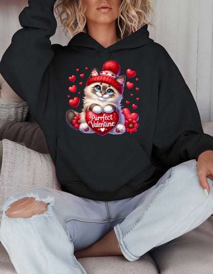Cat Lovers Valentine Hoodie & Sweatshirt-Perfect V-day Gift for Kitty Mom