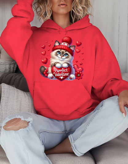 Cat Lovers Valentine Hoodie & Sweatshirt-Perfect V-day Gift for Kitty Mom