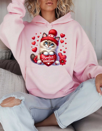 Cat Lovers Valentine Hoodie & Sweatshirt-Perfect V-day Gift for Kitty Mom
