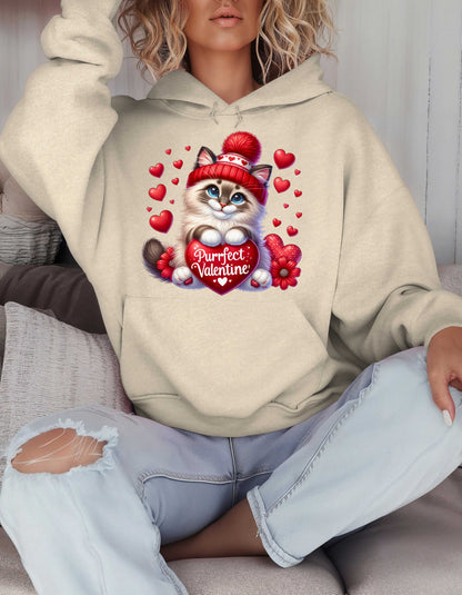 Cat Lovers Valentine Hoodie & Sweatshirt-Perfect V-day Gift for Kitty Mom