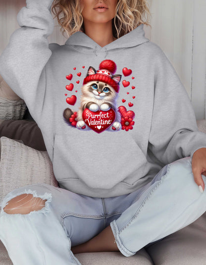 Cat Lovers Valentine Hoodie & Sweatshirt-Perfect V-day Gift for Kitty Mom