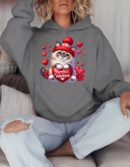 Cat Lovers Valentine Hoodie & Sweatshirt-Perfect V-day Gift for Kitty Mom