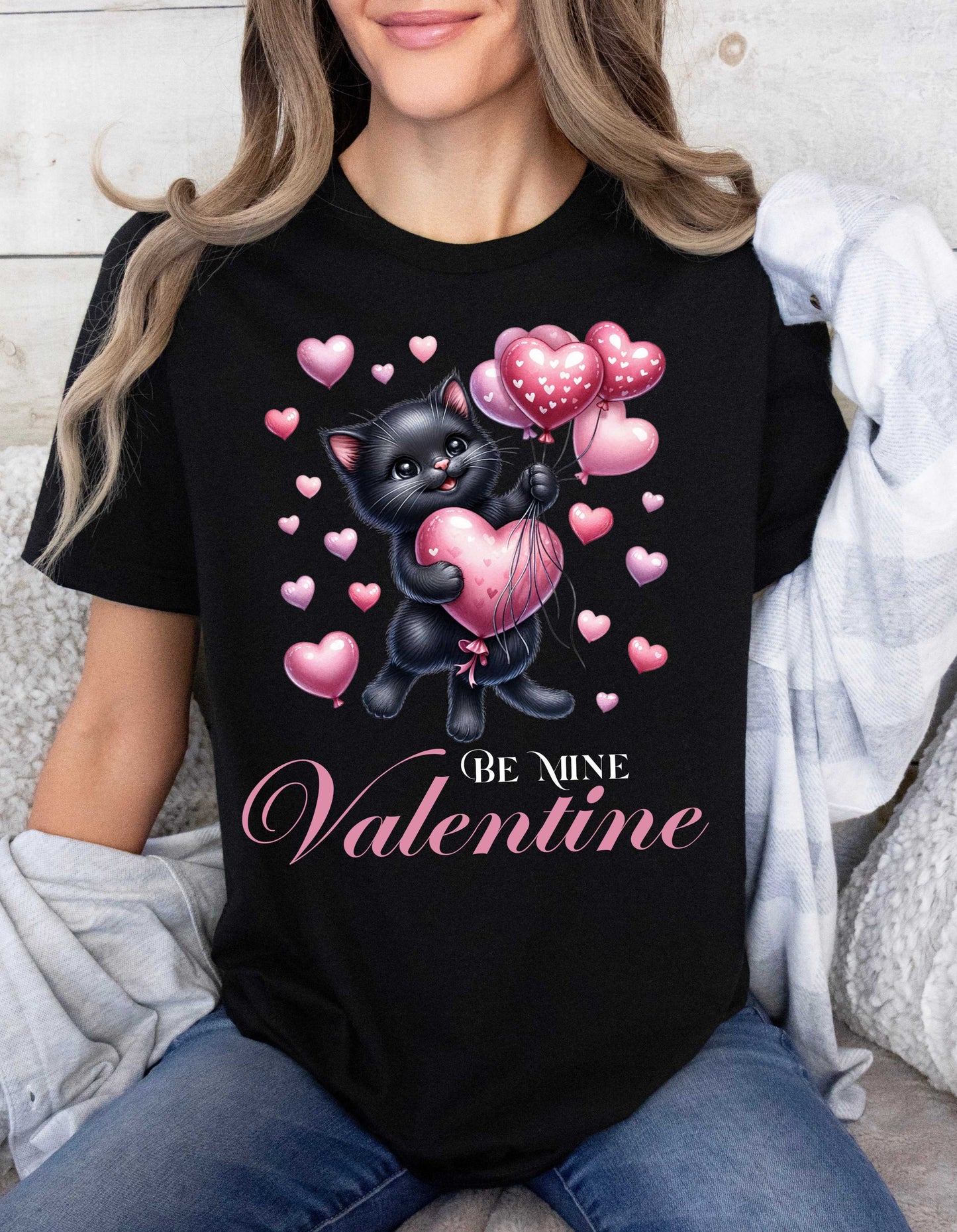Cat Lover Valentine T-shirt for Women Kitty Mom V-day Shirt