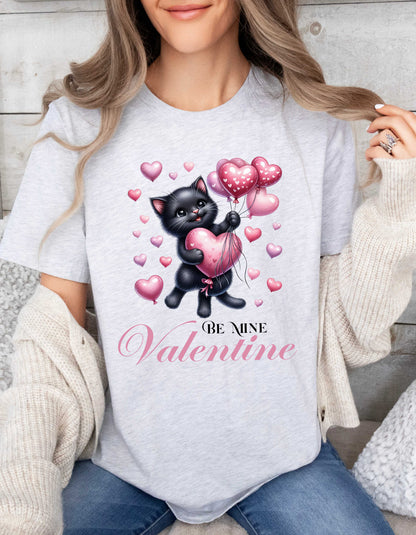 Cat Lover Valentine T-shirt for Women Kitty Mom V-day Shirt