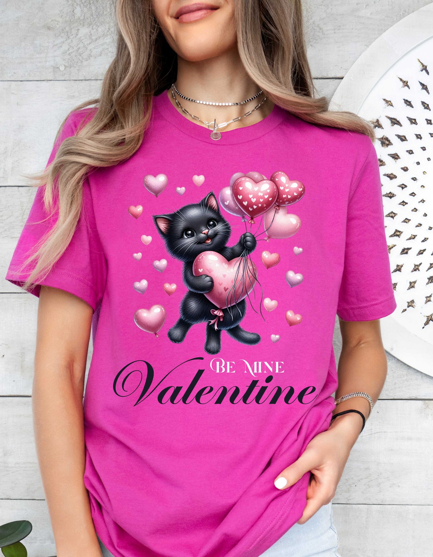 Cat Lover Valentine T-shirt for Women Kitty Mom V-day Shirt