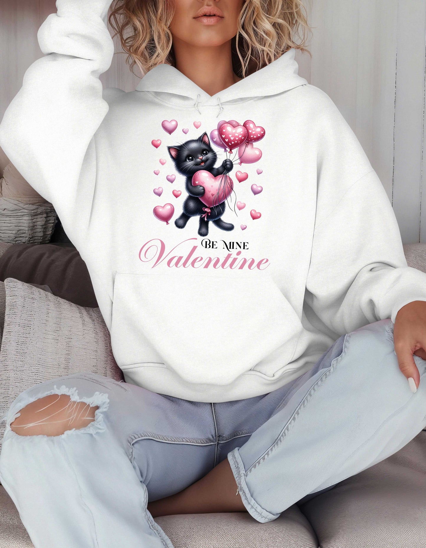 Cat Lover Valentine Hoodie & Sweatshirt for Kitty Mom V-day Gift