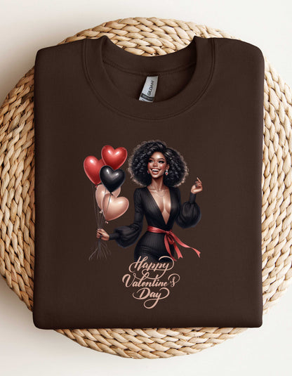 Afro-American Valentine's Day Sweatshirt & T-shirt-Perfect for Black Women V-day Shirt for Bestie Galentine Day Gift