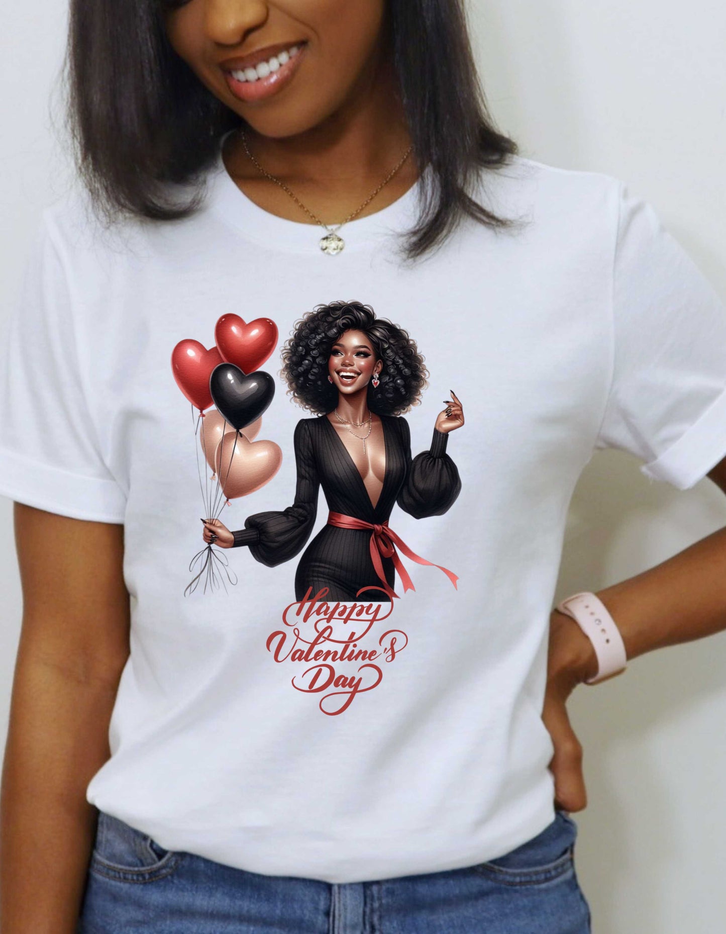 Afro-American Valentine's Day Sweatshirt & T-shirt-Perfect for Black Women V-day Shirt for Bestie Galentine Day Gift