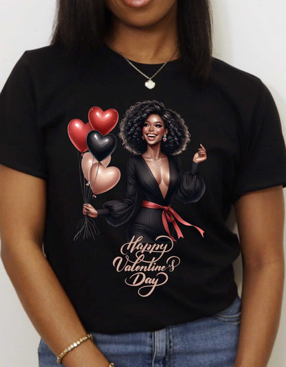 Afro-American Valentine's Day Sweatshirt & T-shirt-Perfect for Black Women V-day Shirt for Bestie Galentine Day Gift