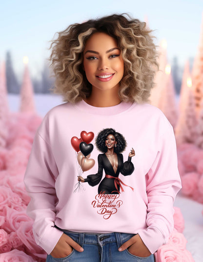 Afro-American Valentine's Day Sweatshirt & T-shirt-Perfect for Black Women V-day Shirt for Bestie Galentine Day Gift