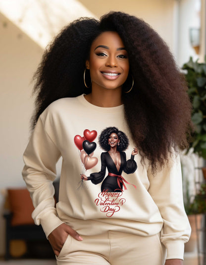 Afro-American Valentine's Day Sweatshirt & T-shirt-Perfect for Black Women V-day Shirt for Bestie Galentine Day Gift