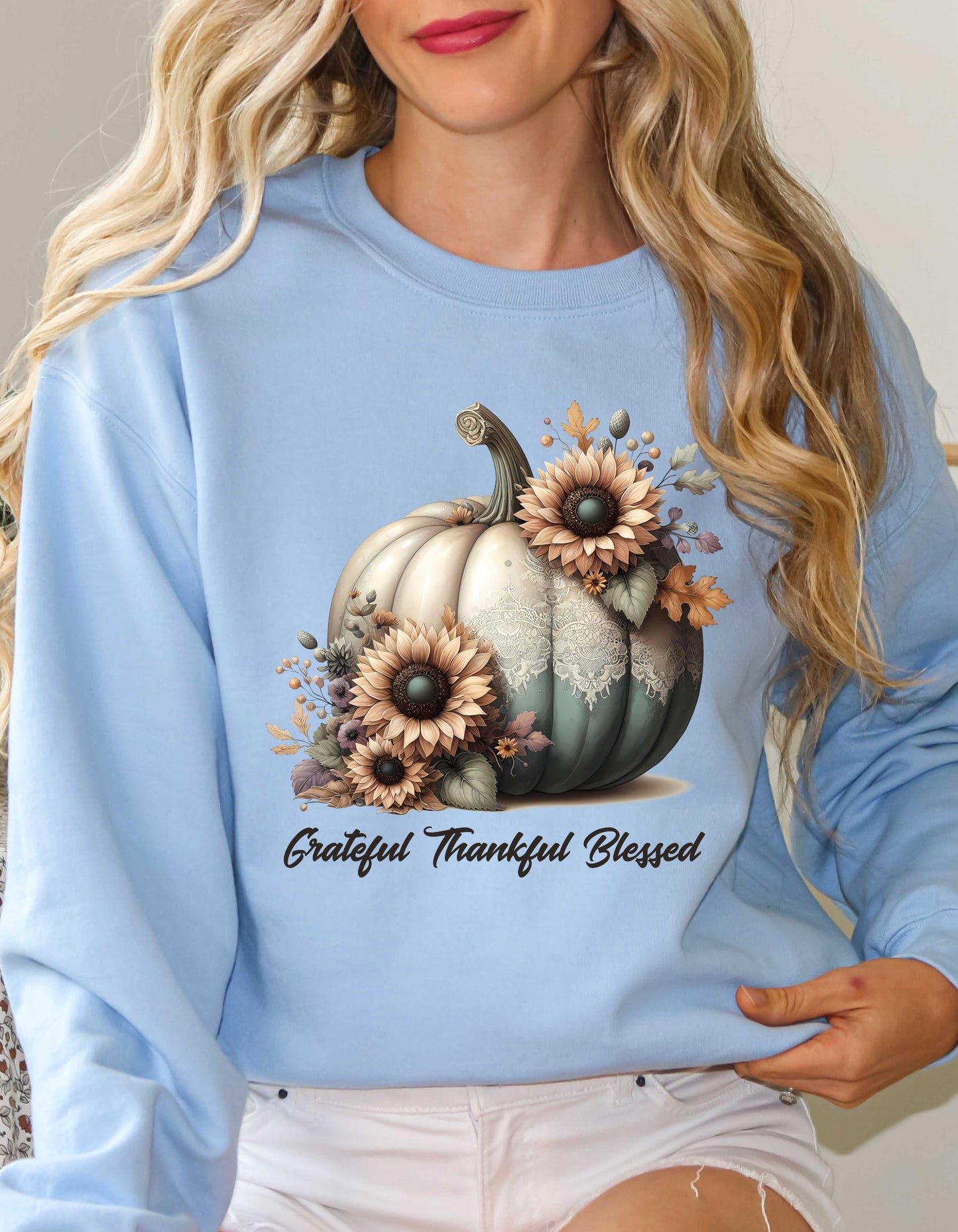 Fall Grateful Thankful Blessed Beige Hoodie Perfect for Thanksgiving Festivities or Any Autumn Occasions