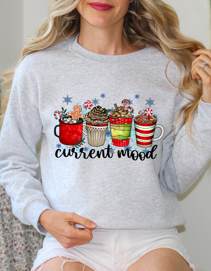 Current Mood Christmas Sweatshirt for Coffee Lovers Cozy Hoodie-Perfect Gift Idea for Mom Holiday Party Sweater
