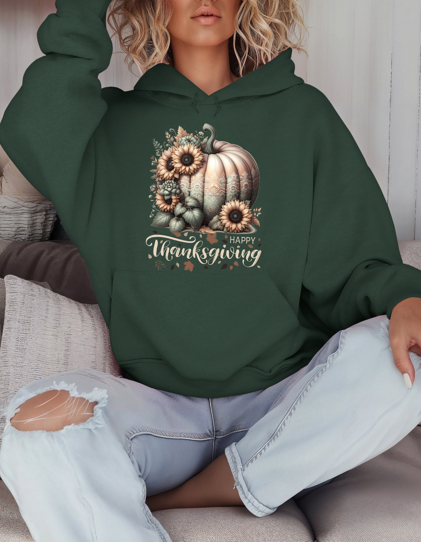 Happy Thanksgiving Hoodie-Perfect Gift for Mom Pumpkin Spice Sweatshirt for Fall Vibes Sweater