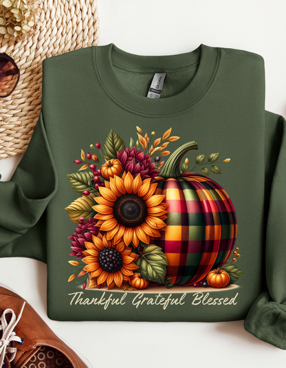 Thankful Grateful Blessed Hoodie for Fall-Perfect Thanksgiving Sweatshirt for Mom Autumn Vibes Sweater
