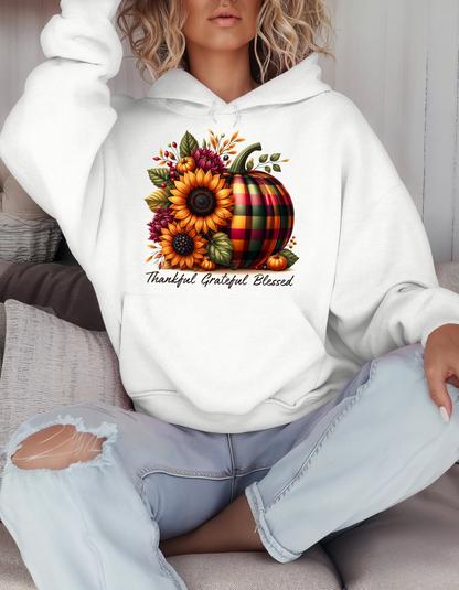 Thankful Grateful Blessed Hoodie for Fall-Perfect Thanksgiving Sweatshirt for Mom Autumn Vibes Sweater