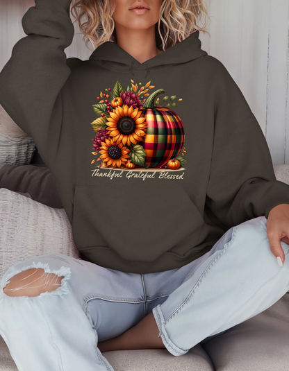 Thankful Grateful Blessed Hoodie for Fall-Perfect Thanksgiving Sweatshirt for Mom Autumn Vibes Sweater