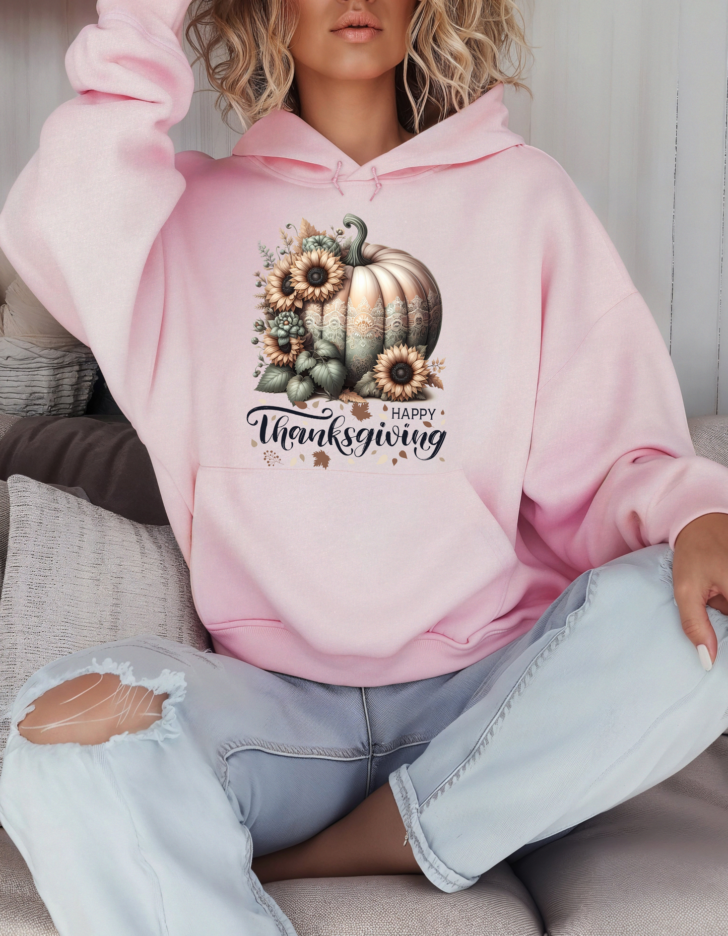 Happy Thanksgiving Hoodie-Perfect Gift for Mom Pumpkin Spice Sweatshirt for Fall Vibes Sweater