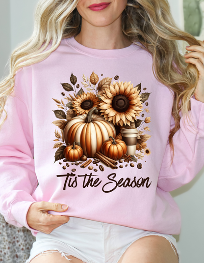 Tis the Season Hoodie-Perfect Thanksgiving Sweatshirt for Mom Fall Vibes Sweater with Pumpkin and Floral Design