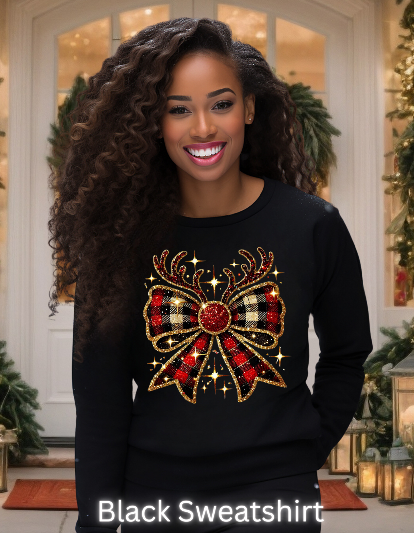 Christmas Reindeer Bow Sweatshirt for Women Coquette Xmas Hoodie-Perfect Holiday Gift for Mom