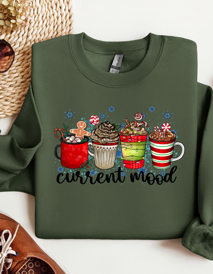 Current Mood Christmas Sweatshirt for Coffee Lovers Cozy Hoodie-Perfect Gift Idea for Mom Holiday Party Sweater