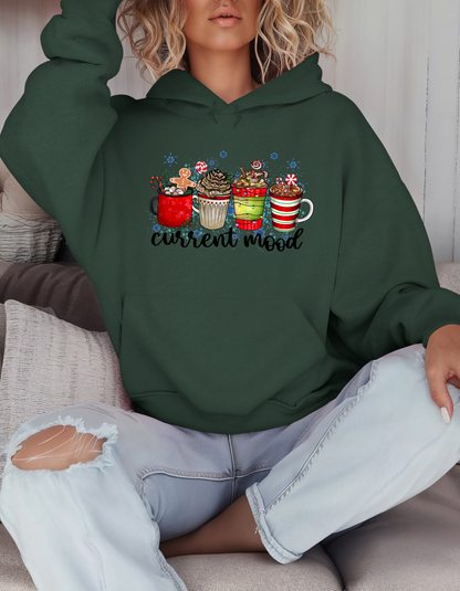 Current Mood Christmas Sweatshirt for Coffee Lovers Cozy Hoodie-Perfect Gift Idea for Mom Holiday Party Sweater