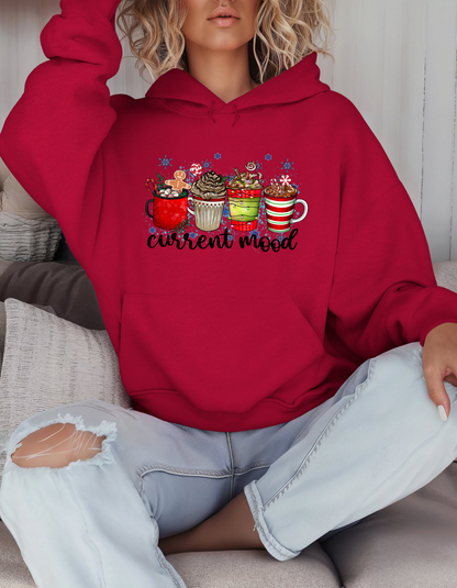 Current Mood Christmas Sweatshirt for Coffee Lovers Cozy Hoodie-Perfect Gift Idea for Mom Holiday Party Sweater