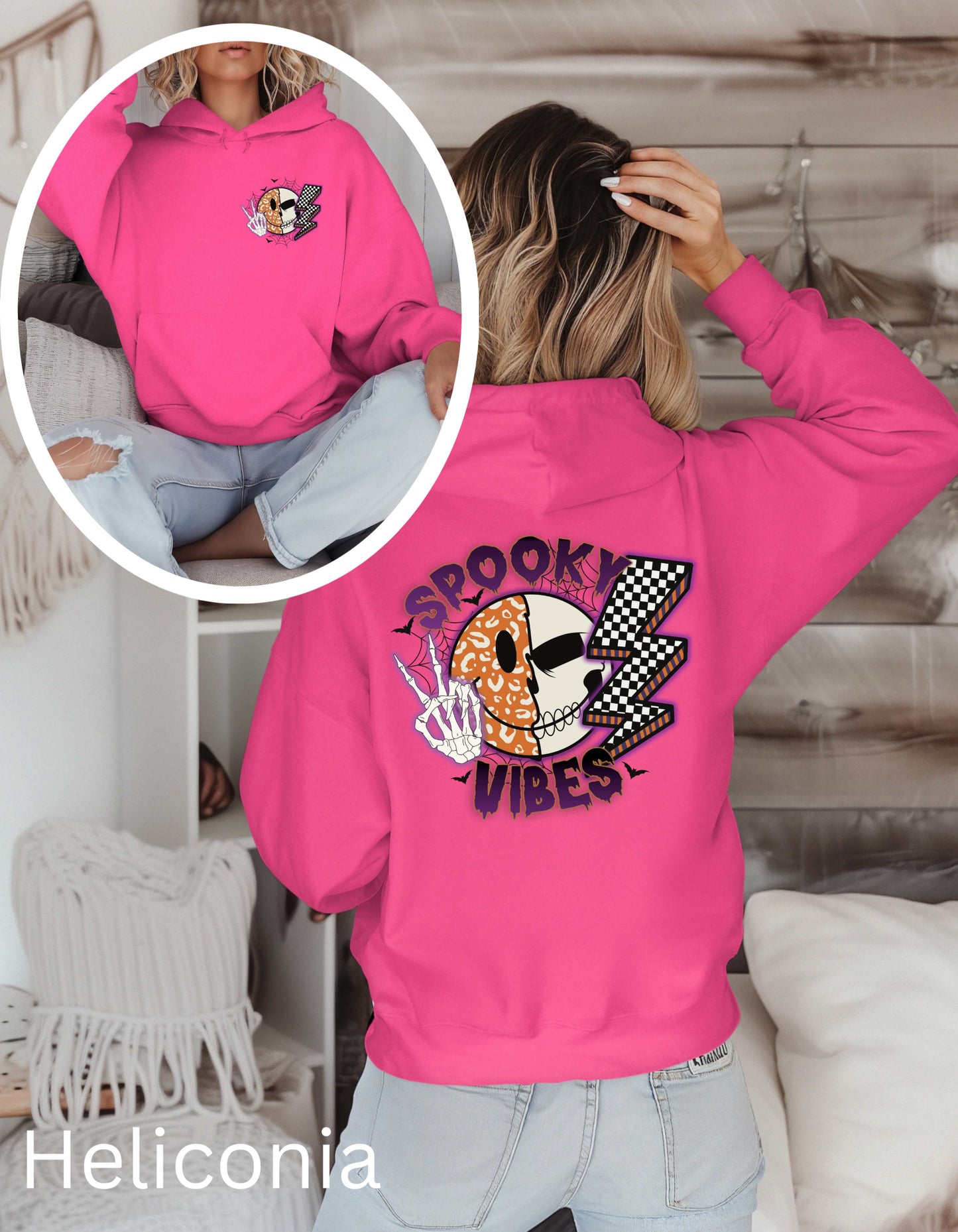 Spooky Vibes Hoodie-Perfect Halloween Sweatshirt for Women Fall Season T-shirt