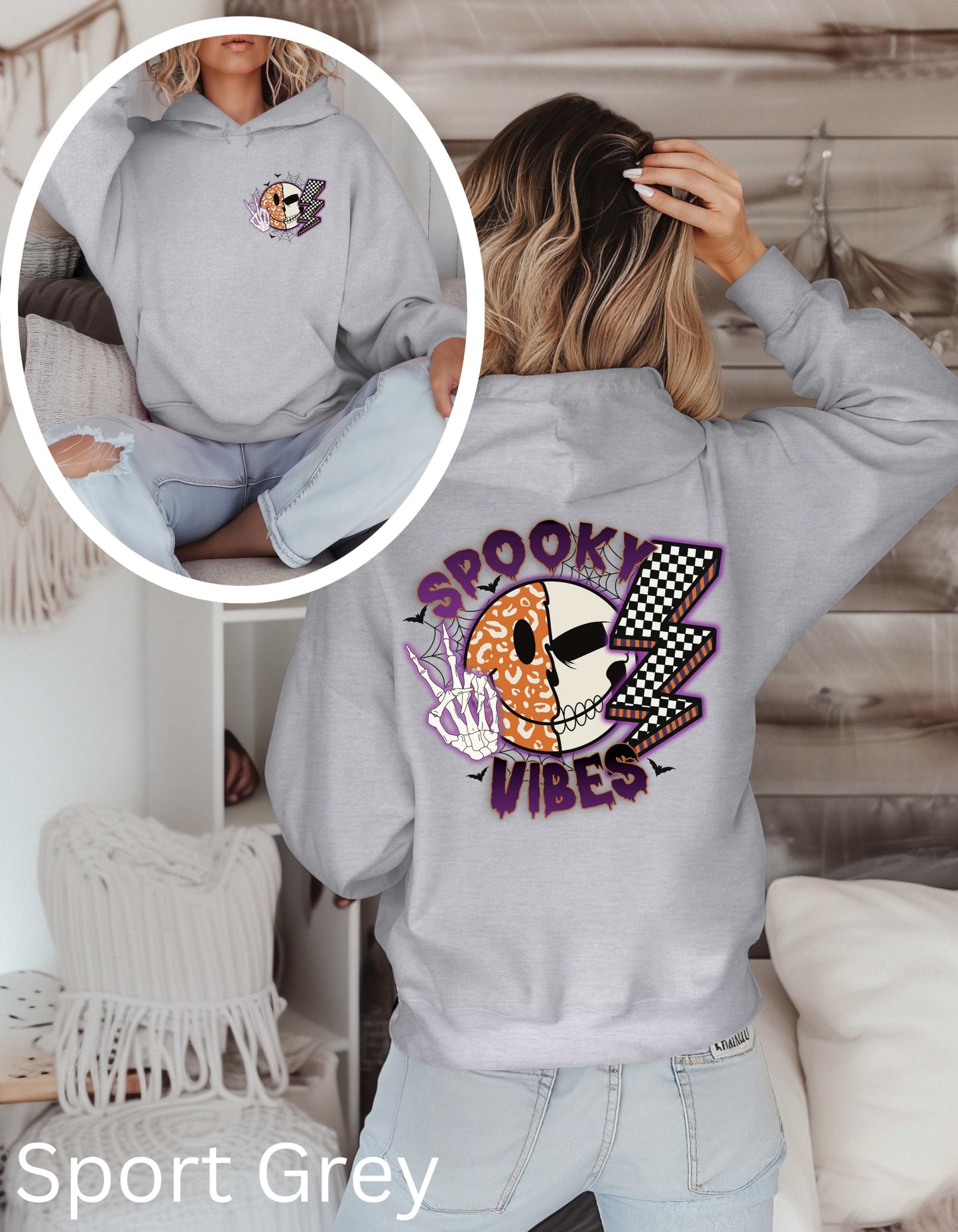 Spooky Vibes Hoodie-Perfect Halloween Sweatshirt for Women Fall Season T-shirt
