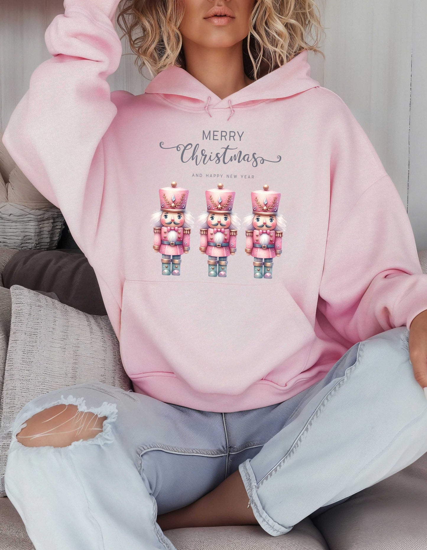 Pink Nutcracker Christmas Hoodie-Perfect for Ballet Lovers Holiday Sweatshirt for Mom White Elephant Gift