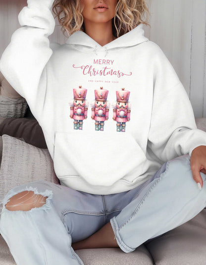 Pink Nutcracker Christmas Hoodie-Perfect for Ballet Lovers Holiday Sweatshirt for Mom White Elephant Gift