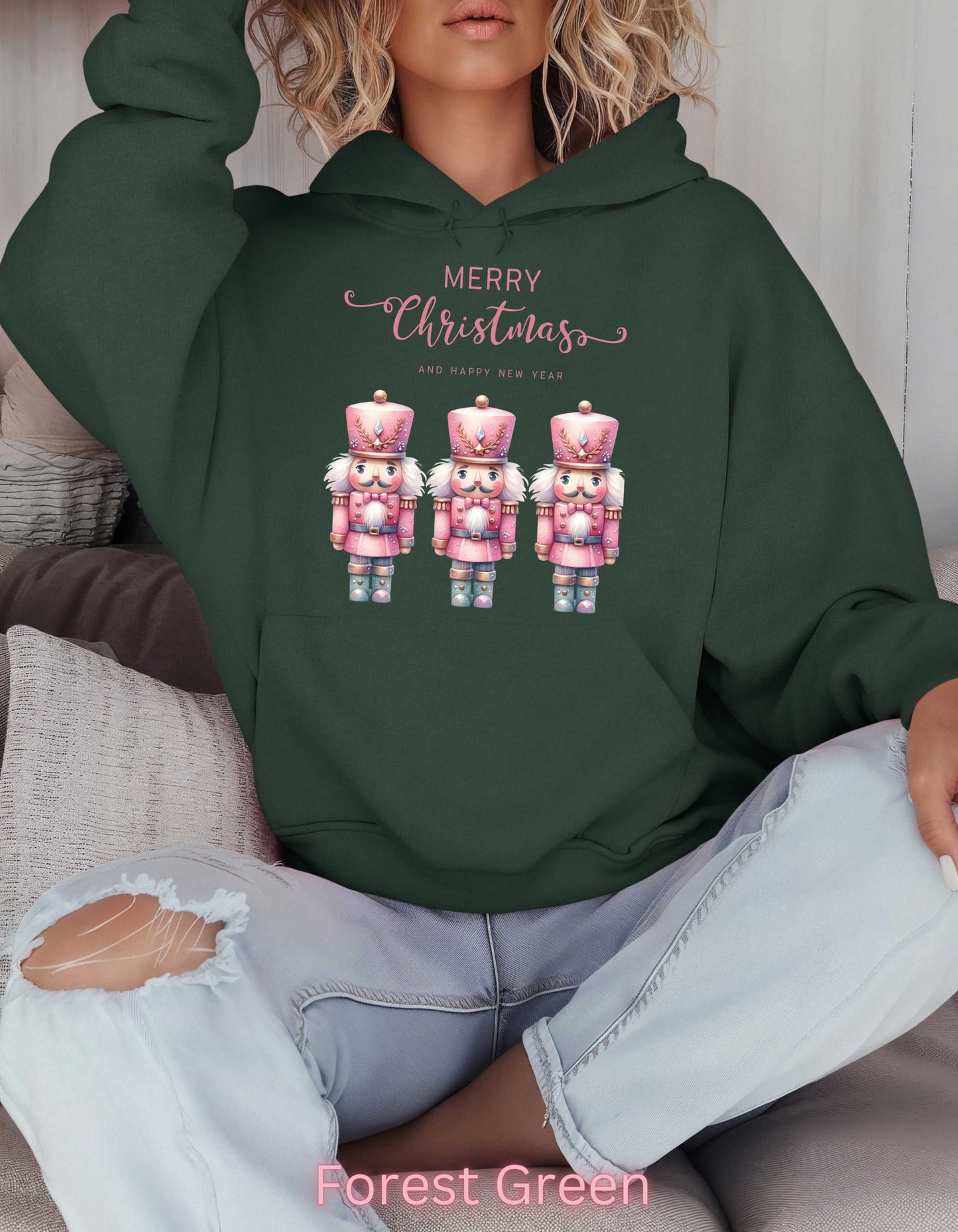 Pink Nutcracker Christmas Hoodie-Perfect for Ballet Lovers Holiday Sweatshirt for Mom White Elephant Gift